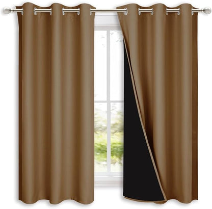 NICETOWN 100% Blackout Lined Curtains, 1 Pair, 2 Thick Layers Completely - Image 2
