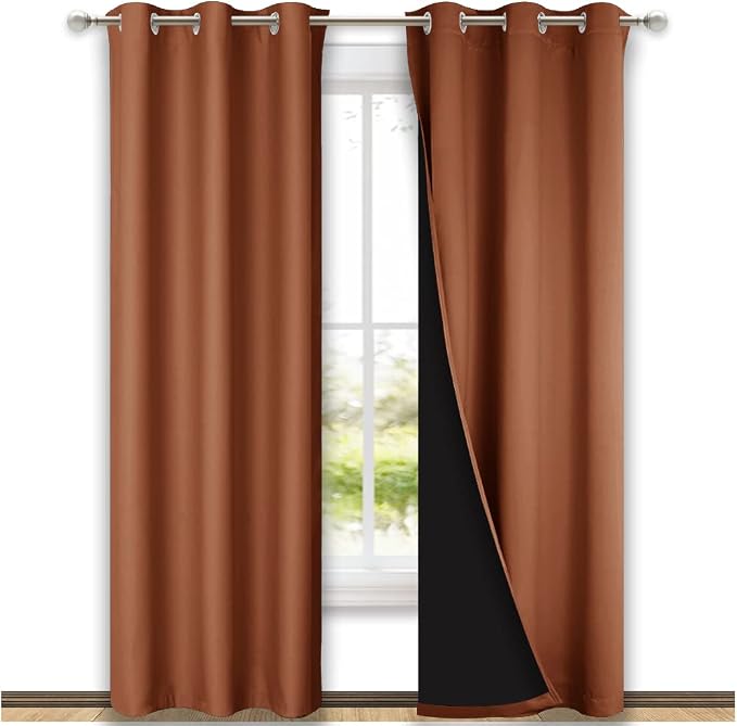 NICETOWN Burnt Orange Blackout Curtains 84 inches Long, Full Light Blocking by NICETOWN