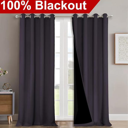 NICETOWN Full Shading Curtains 90" Long 2 Panels Set - Image 2