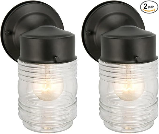 Design House Jelly Jar Wall Light, Indoor/Outdoor, Matte Black, Wall Mount by DesignHouse