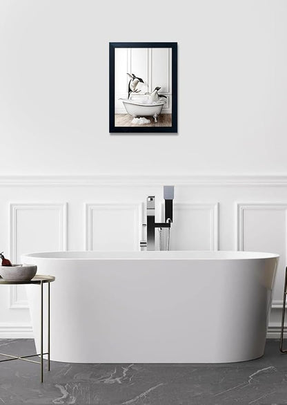 Framed Kids Bathroom Wall Decor Funny Bathroom Wall Art Black and White Canvas - Image 9