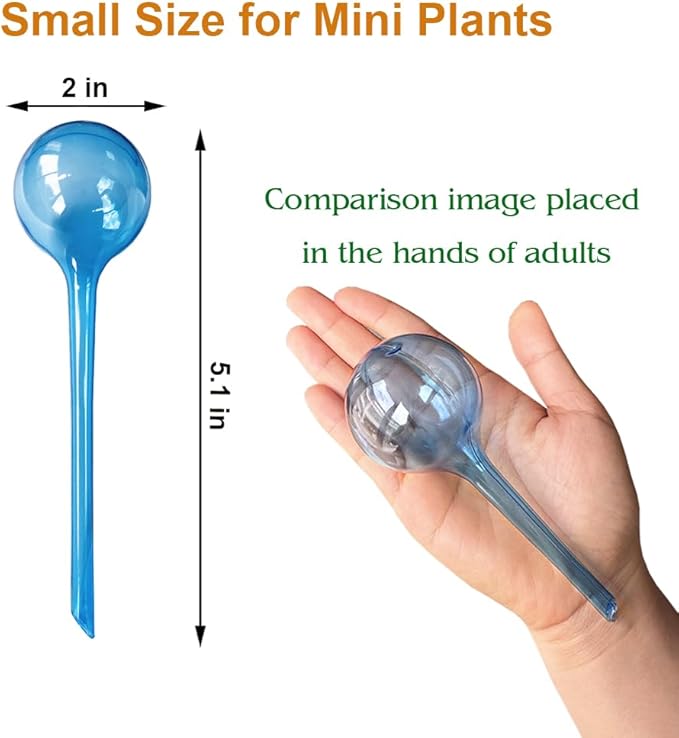 MOONSOUND Small Plant Watering Globes, 6pcs Plastic Plant Watering Devices, Plant Waterer Self Watering Bulbs for Indoor Outdoor Plants