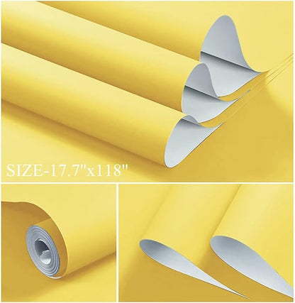 Dimoon 236''x17.7'' Yellow Peel and Stick Wallpaper Contact Paper Modern Self - Image 2
