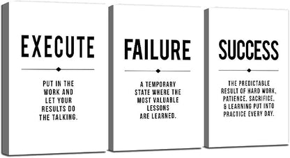 Framed Canvas Wall Art Success Quote, Office Wall Art, Positive Motivational by EPHANYART