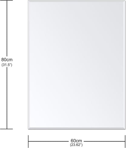 Frameless Bathroom Mirror for Wall, Rectangle Beveled Edge Mirror for Over Sink - Image 3