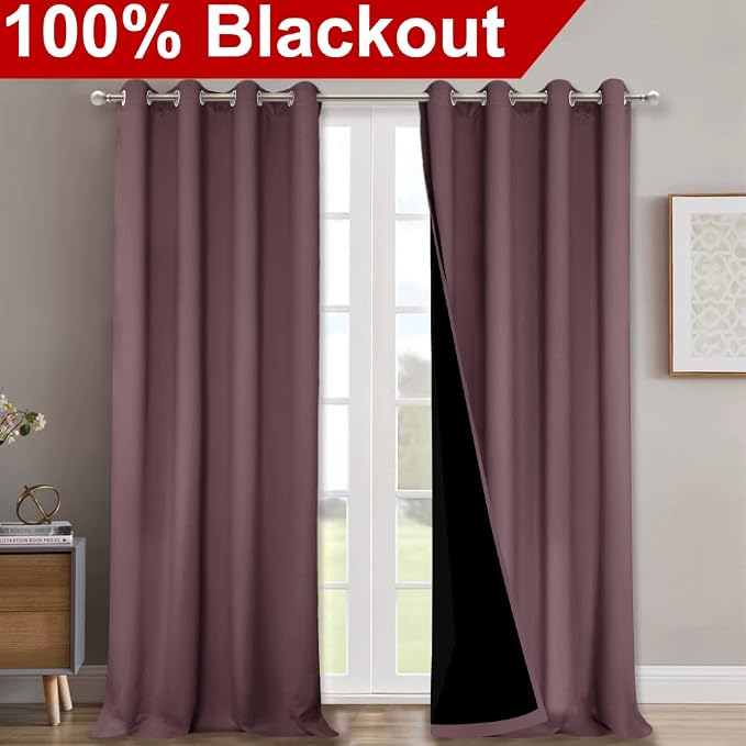 NICETOWN 100% Blackout Blinds, Dry Rose, Laundry Room Decor Window Treatment - Image 2