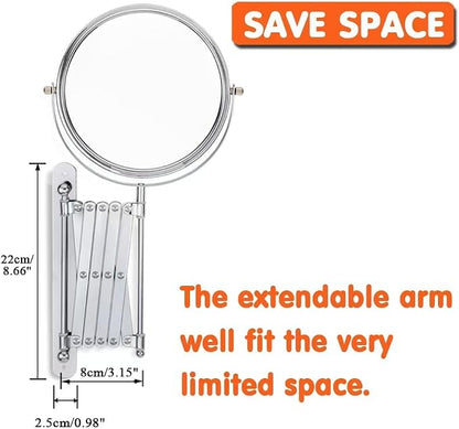 Welllink 8Inch Max Wall Mounted Bathroom Mirror, 10X Magnification - Image 6