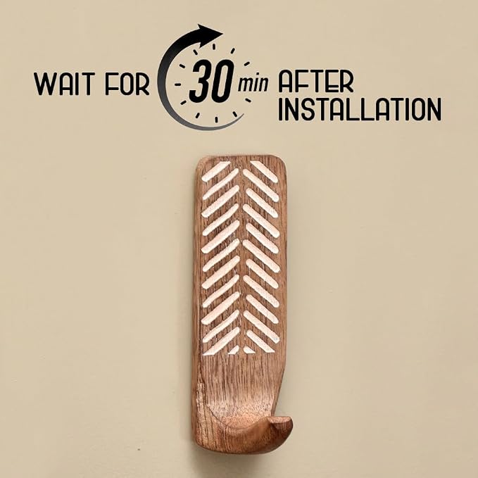 IndianShelf 10 LB- 12 Pieces Decorative Wood Adhesive Wall Hooks–Boho Peel and - Image 3