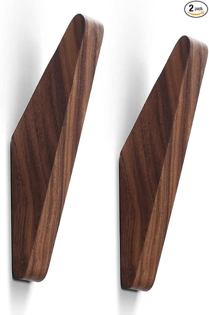 COCOYA 2Pack Wood Hooks Wall Mounted, Minimalist Easy Install Natural Real by COCOYA