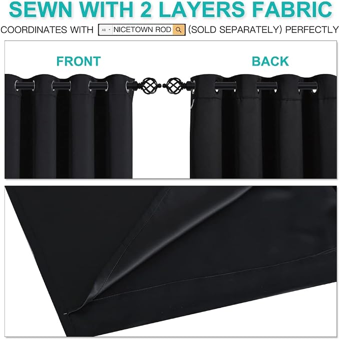 NICETOWN Truly Blackout Curtains 54 inches Length, 2 Thick Layers Completely - Image 5