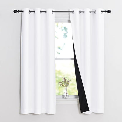 NICETOWN Pure White 100% Blackout Lined Curtains, 2 Thick Layers Narrow Wide by NICETOWN