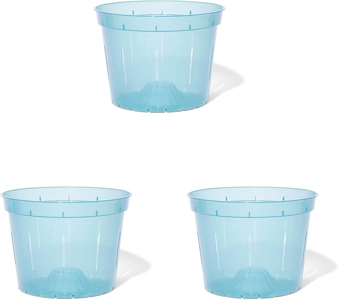 rePotme Orchid Pot - 8 inch Slotted Orchid Pots with Holes - 3 Pack (Blue Sapphire)
