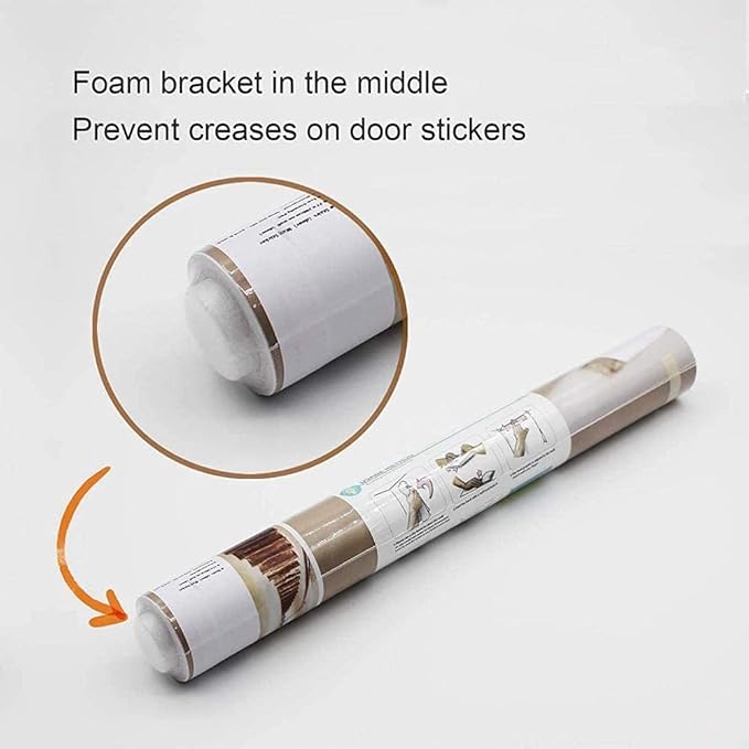 3D Cat to Tiger Transformation Door Sticker - Premium PVC, Matte Finish, White, Contemporary Style - Peel & Stick, Waterproof, Removable - 35.4" x 78.7" (2 Pieces) - For Doors, Walls