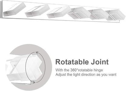 Ralbay Modern LED Bathroom Vanity Lights 6 Lights Acrylic Stainless Steel LED - Image 2