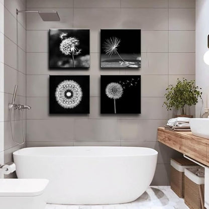 weiyiart Black and White Floral Wall Art, Dandelion Canvas Painting Prints - Image 7