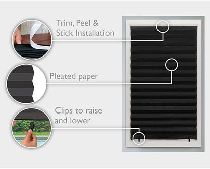 Redi Shade No Tools Original Blackout Pleated Paper Shade Black, 6 Pack - Image 2