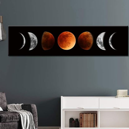 Ohhvvow Moon Phase Wall Art Painting, 47L x 11.8W Black and Tawny Modern - Image 2