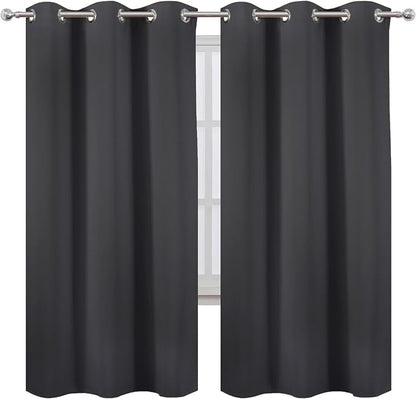 LEMOMO Dark Grey Thermal Blackout Curtains/42 x 72 Inch/Set of 2 Panels Room - Image 2