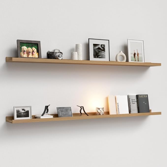 Boswillon 55.1 Inches Long Floating Shelves, 2 Set Rustic Wall Shelf by Boswillon
