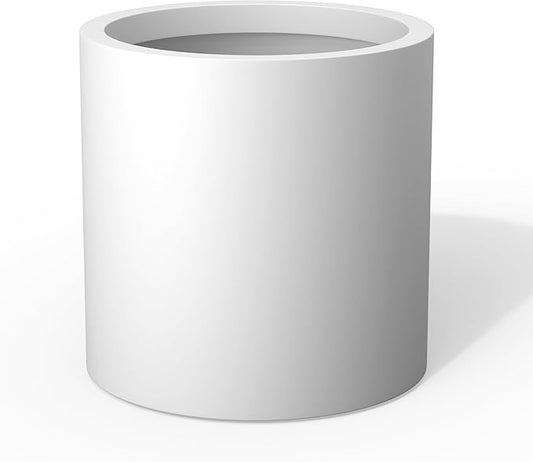 Kante 15.7" Dia Round Concrete Planter, Modern Style Large Cylindrical Plant Pot with Drainage Hole and Rubber Plug for Indoor Outdoor Patio, White