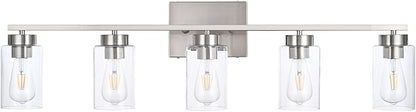 5 Light Bathroom Vanity Light Fixtures, Brush Nickel Modern Wall Lights - Image 2
