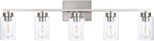 5 Light Bathroom Vanity Light Fixtures, Brush Nickel Modern Wall Lights - Image 2