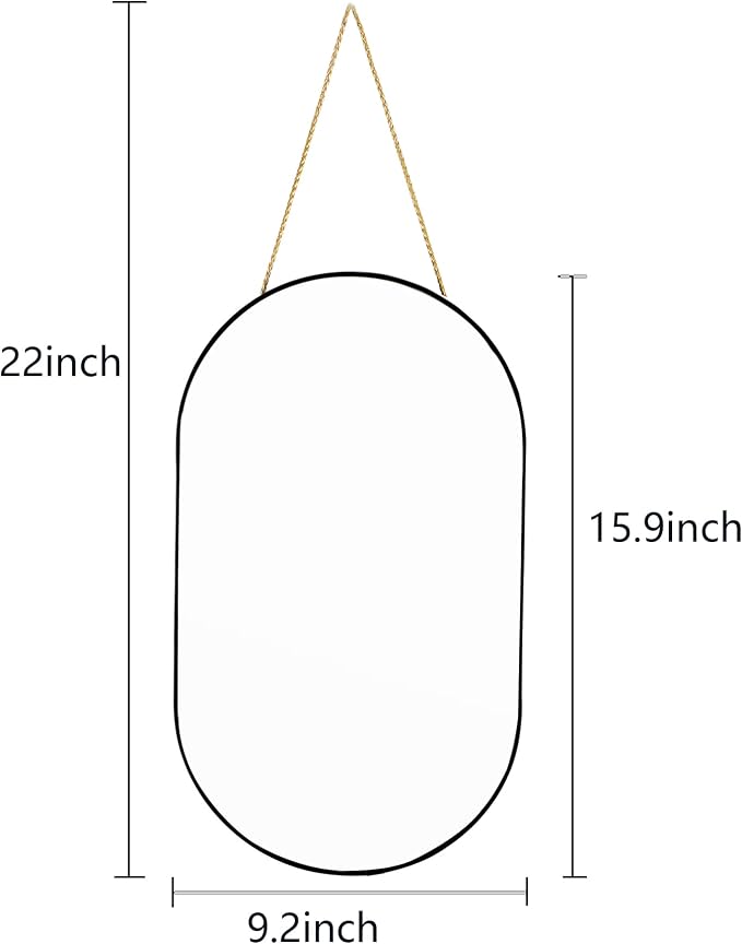 9.2x15.9 inch Black Mirror Oval, Wall Mirror Door Mirror PVC Plastic Frame - Image 4