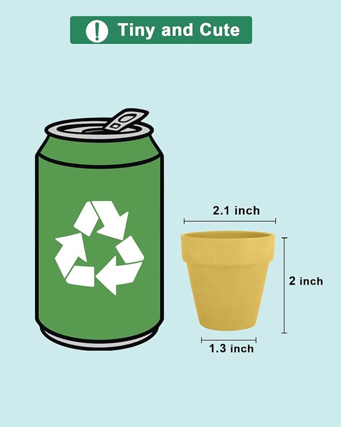 vensovo 48 Pcs 2" Tiny Terracotta & Terra Cotta Pots with Drainage - Yellow Small Mini Clay Ceramic Pottery Planter Ideal for Indoor/Outdoor Plants, Crafts, Wedding Favors