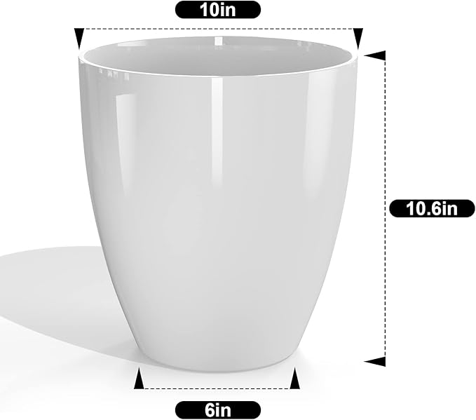 QCQHDU Plant Pots Set of 2 Pack,10 Inch Plant Pot for Indoor and Outdoor Plants with Drainage Hole,Flower Pots Modern Decorative Planter for Garden Plants (White)