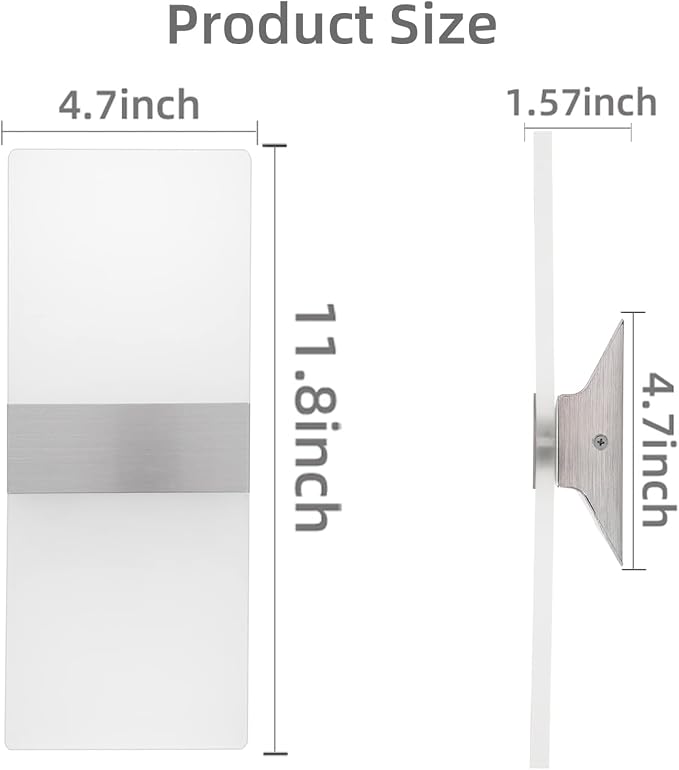 KICAAO Modern Wall Sconces Set of Two, Led Wall Light 10w, 2700k Warm Light Up - Image 6