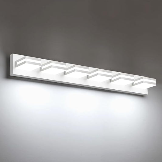 IZORRO LED Modern Bathroom Lights Fixtures, Matte White Acrylic Wall Lighting by IZORRO