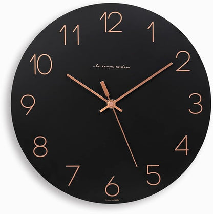 mooas Flatwood Black Wall Clock by mooas