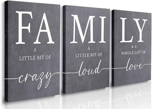 GUBIYU Gray Family Wall Art Set of 3 20"X28" Modern Farmhouse Decor by GUBIYU