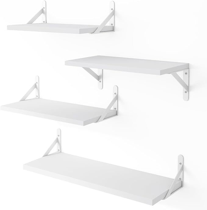 YGEOMER Floating Shelves for Wall, Different Sizes White Wall Shelves for by YGEOMER