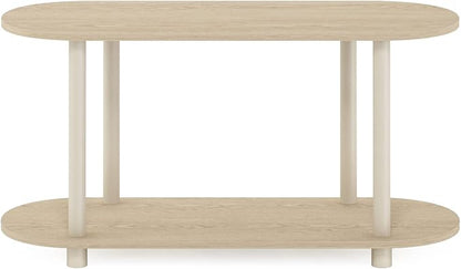 Furinno Turn-N-Tube No Tools Modern Oval Side Table, Bauhaus Oak/Beige - Image 7