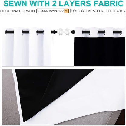 NICETOWN White 100% Blackout Lined Curtains, 2 Thick Layers Completely Blackout - Image 5