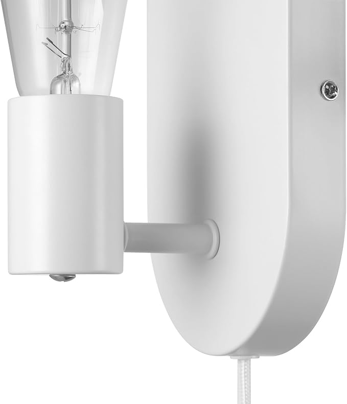 Globe Electric 65000134 1-Light Plug-in or Hardwire Wall Sconce, Matte White - Image 2