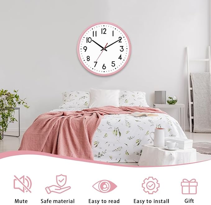 HZDHCLH Wall Clock Silent Wall Clocks Battery Operated 8 Inch Modern Non - Image 2