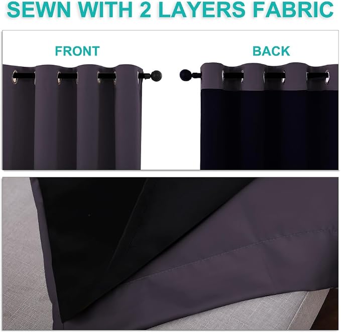 NICETOWN Blackout Curtains 84 inches Long, 2 Pieces, Full Light Blocking Drapes - Image 5