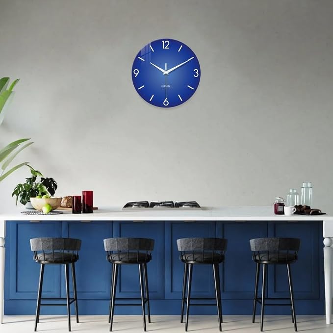 XFM Blue Wall Clock 14 Inch Modern Simple Wall Clocks Battery Operated - Image 2