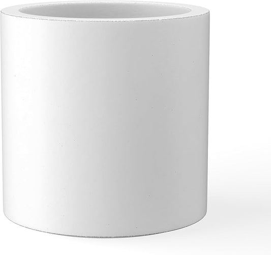 Kante 9.8" Dia Round Concrete Planter, Modern Style Large Cylindrical Plant Pot with Drainage Hole and Rubber Plug for Indoor Outdoor Patio, Pure White