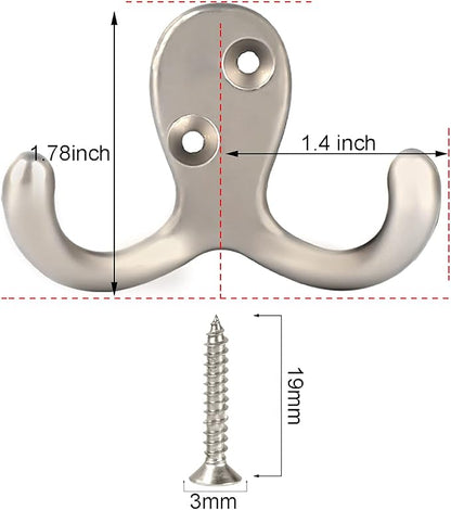 IBosins 16 Pack Heavy Duty Double Prong Coat Hooks Wall Mounted - Image 2