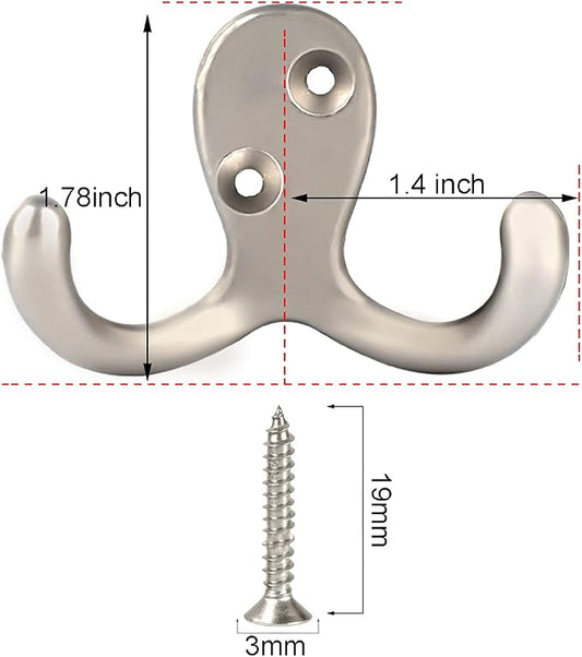 IBosins 28 Pack Heavy Duty Double Prong Coat Hooks Wall Mounted - Image 2