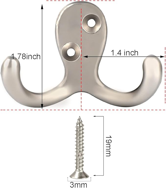 IBosins 28 Pack Heavy Duty Double Prong Coat Hooks Wall Mounted - Image 2
