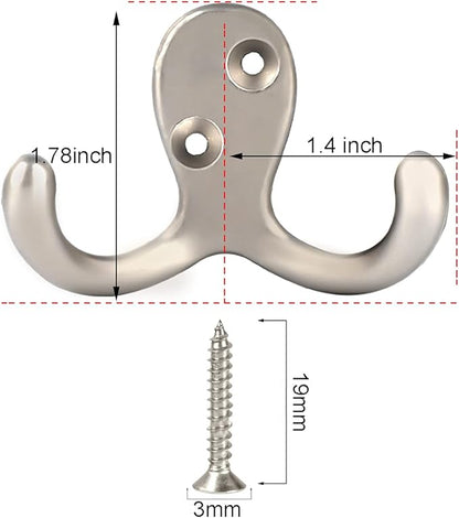 IBosins 28 Pack Heavy Duty Double Prong Coat Hooks Wall Mounted - Image 2
