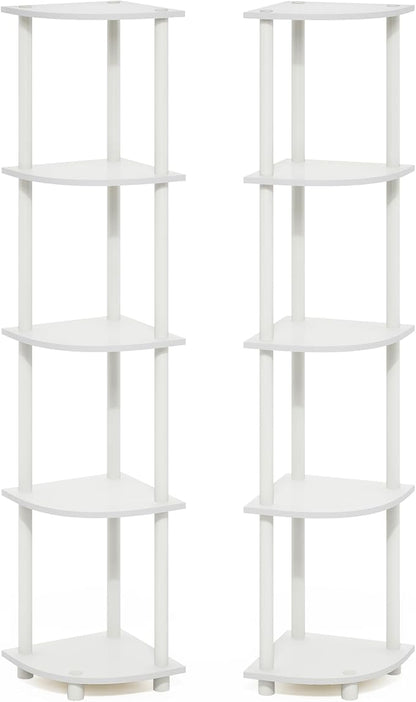 Furinno Turn-N-Tube Corner Shelf Set of 2, 5-Tier Corner Bookshelf, Open - Image 5
