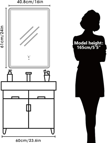 WARM&LOVE 16 x 24 Inch LED Bathroom Mirror, Hand Scan Sensor Anti-Fog Bathroom - Image 6