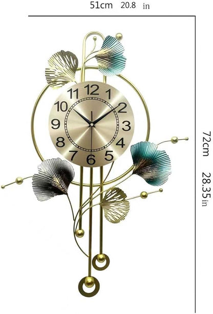 Wall Clocks for Living Room Decor, Unique 3D Metal Iron Ginkgo Leaf Wall Art - Image 4