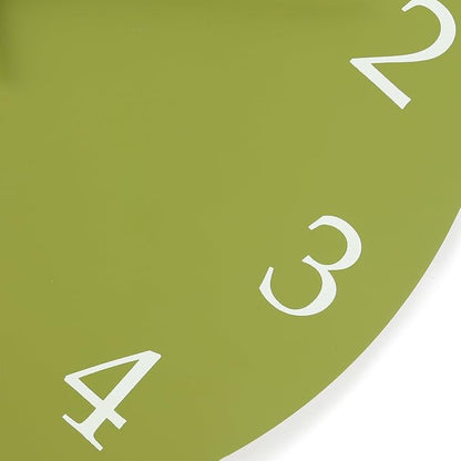 Lafocuse 12 Inch Wooden Olive Green Wall Clock Battery Operated Silent - Image 6