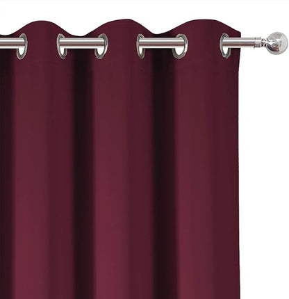 LEMOMO Blackout Curtains 66 x 54 Inch Long Burgundy Red Curtains Set of 2 - Image 6